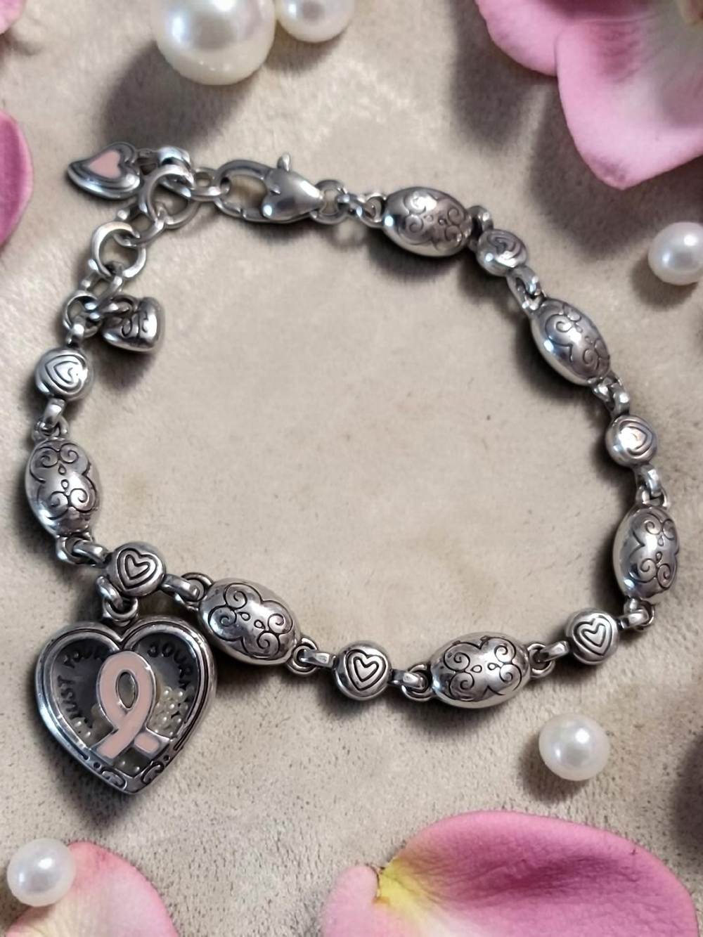 Brighton Love Heals Silver Breast Cancer Awareness Bracelet - Picture 3 of 5